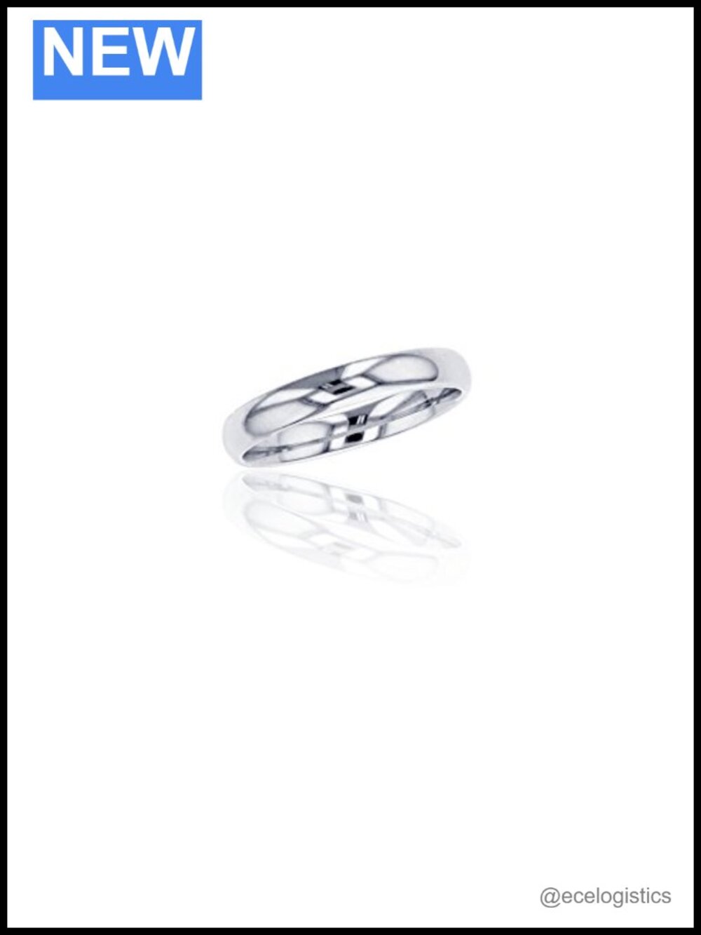 10k White Gold 3mm Polished Plain Wedding Band, 11